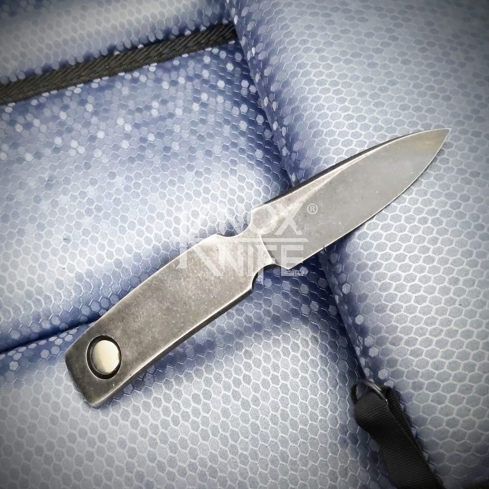 Slim Stonewashed "Gentleman" Belt Buckle Knife & Belt - Custom Knox Knife - Image 3