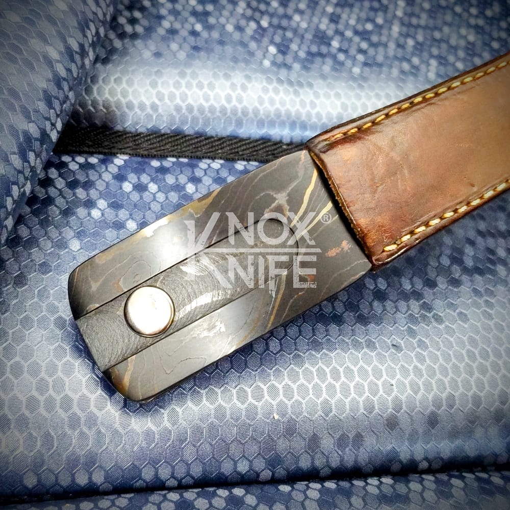 'Executive' Damascus Spear Point Belt Buckle Knife & Belt - Custom Knox Knife - Image 2