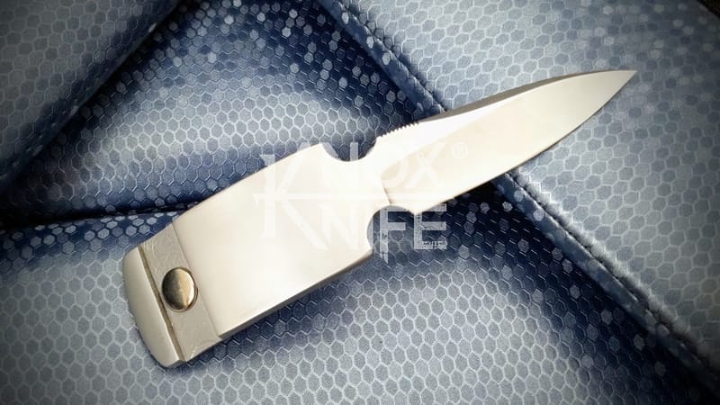 Bead Blasted 'Gentleman' Spear Belt Buckle Knife & Belt - Custom Knox Knife - Image 3