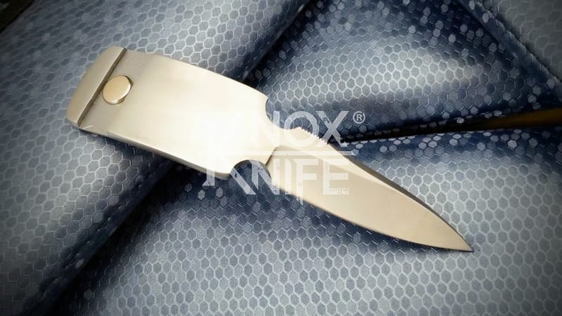 Bead Blasted 'Gentleman' Spear Belt Buckle Knife & Belt - Custom Knox Knife