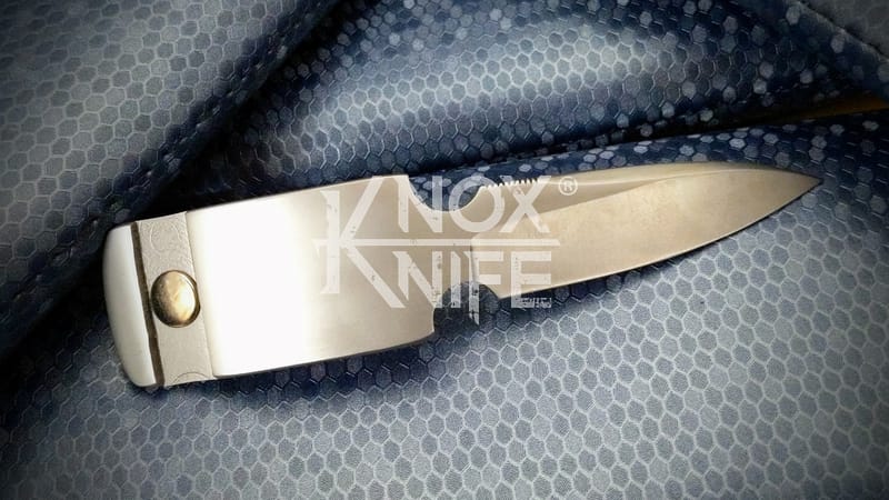 Bead Blasted 'Gentleman' Spear Belt Buckle Knife & Belt - Custom Knox Knife - Image 4