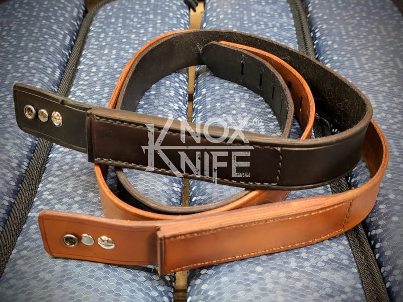 Bead Blasted 'Gentleman' Spear Belt Buckle Knife & Belt - Custom Knox Knife - Image 5